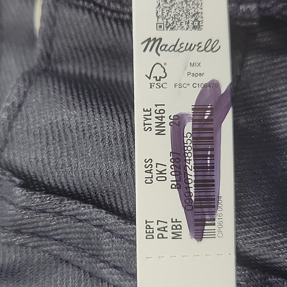 Madewell The '90s Straight Jean in Midnight Blue Foil size 26 NWT NN461 - Picture 10 of 14
